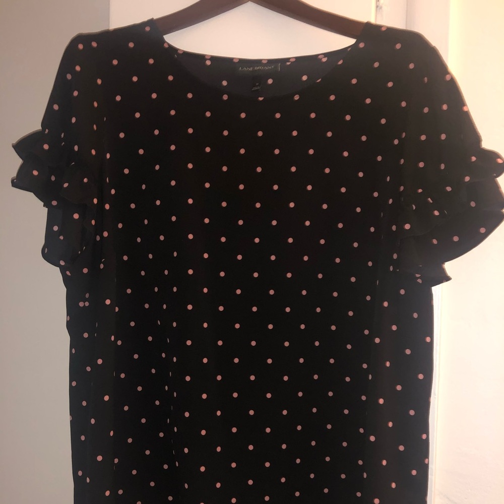 BLACK AND PINK POLKY BLOUSE